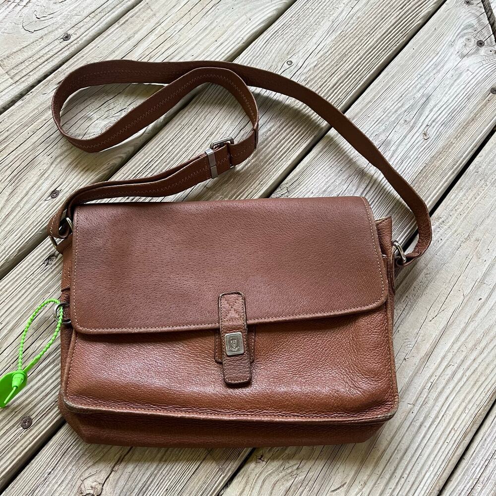 Gucci Vintage Brown Leather Messenger Crossbody Bag Est. 1970's Era